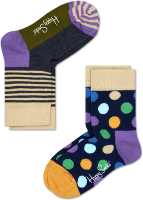 

Happy Socks Boys Striped Mid-Calf/Crew(Pack of 2, Peach