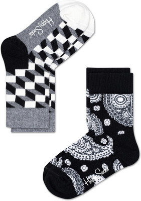 

Happy Socks Baby Boys Checkered, Self Design Mid-Calf/Crew, Black