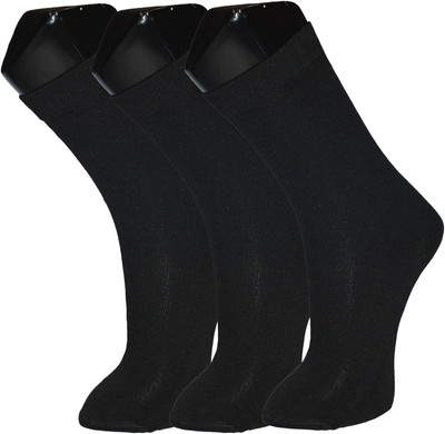 

Welwear Men's Solid Mid-Calf/Crew(Pack of 3), Black