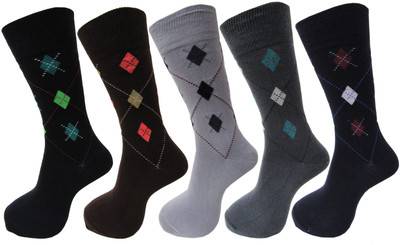 RC. ROYAL CLASS Men Self Design Mid-Calf/Crew(Pack of 5)
