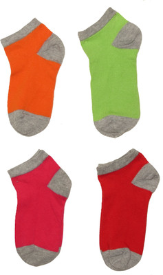 

Neska Moda Boys & Girls Solid Ankle Length(Pack of 4, Green;grey;orange;pink;red