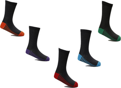 

Ezzi Feet Boys Solid Mid-Calf/Crew(Pack of 5, D. grey
