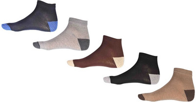 

Ezzi Feet Men's Solid Ankle Length(Pack of 5, Beige;black;brown;light grey;navy