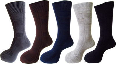 RC. ROYAL CLASS Men Self Design Mid-Calf/Crew(Pack of 5)