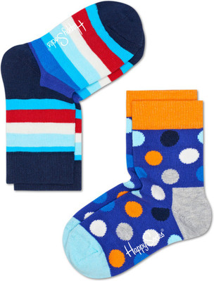 

Happy Socks Baby Boys Striped, Polka Print Mid-Calf/Crew, Black-blue