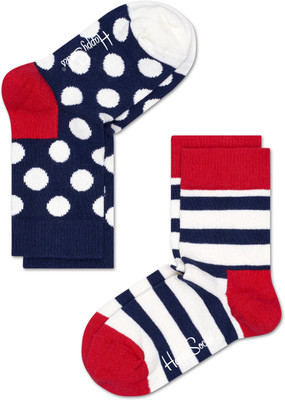 

Happy Socks Baby Boys Striped Mid-Calf/Crew(Pack of 2, White