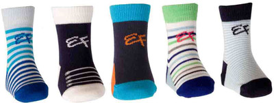 

Ezzi Feet Baby Boys Striped, Self Design Mid-Calf/Crew(Pack of 5, Blue
