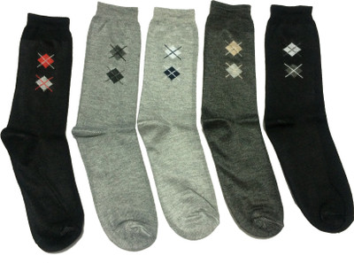 

Graceway Men's Geometric Print Mid-Calf/Crew(Pack of 5, Multicolor