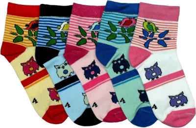 

Marc Girls Printed Ankle Length(Pack of 5, Multicolor
