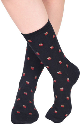 

The Glu Affair Women's Printed Mid-Calf/Crew, Navy blue