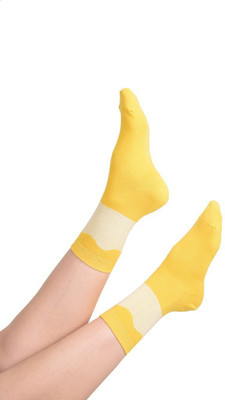 

The Glu Affair Women's Printed Mid-Calf/Crew, Yellow