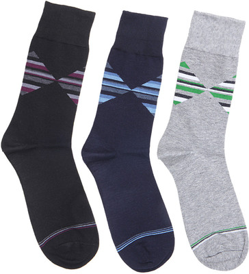 

Graceway Men's Geometric Print Mid-Calf/Crew(Pack of 3, Black