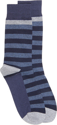 

Graceway Men's Striped Mid-Calf/Crew, Blue