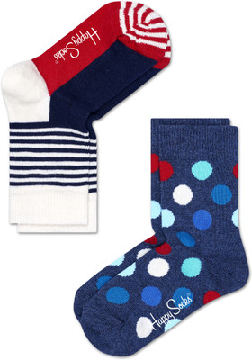 

Happy Socks Boys Striped Mid-Calf/Crew(Pack of 2, Blue