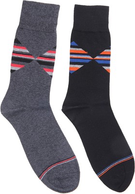 

Graceway Men's Geometric Print Mid-Calf/Crew(Pack of 2, Black