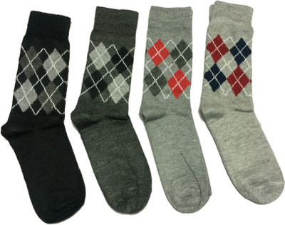 

Graceway Men's Geometric Print Mid-Calf/Crew(Pack of 4, Multicolor