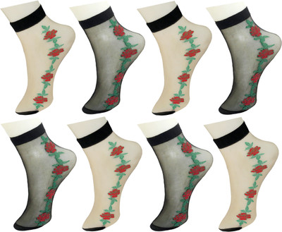 

Neska Moda Girl's Embriodered Ankle Length(Pack of 8, Beige;black