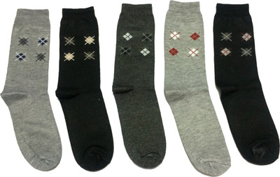 

Graceway Men's Geometric Print Mid-Calf/Crew(Pack of 5, Multicolor