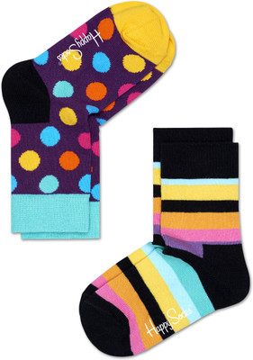 

Happy Socks Boys Striped Mid-Calf/Crew(Pack of 2, Yellow