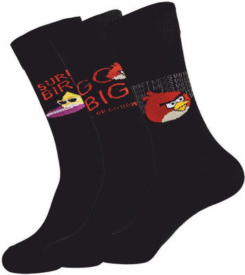 

Angry Birds Premium Men's Solid Mid-Calf/Crew(Pack of 3, Multicolor