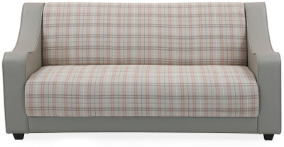 

@home by Nilkamal Plaid Fabric 3 Seater Sofa(Finish Color - Ice grey)