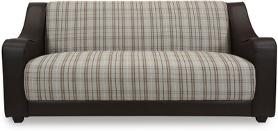 

@home by Nilkamal Plaid Fabric 3 Seater Sofa(Finish Color - Cafe Brown)
