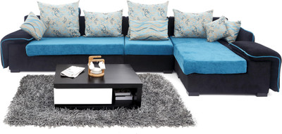 

Furnicity Fabric 3 + 1 Blue Sofa Set