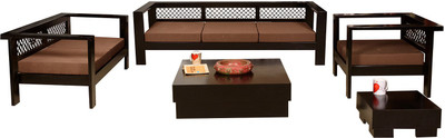 Induscraft Fabric 3 + 2 + 1 Brown Sofa Set