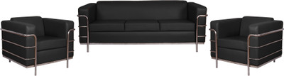 

HOMESTOCK Leatherette 3 + 1 + 1 Black Sofa Set