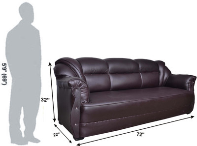

HOMESTOCK Leatherette 3 + 1 + 1 Brown Sofa Set