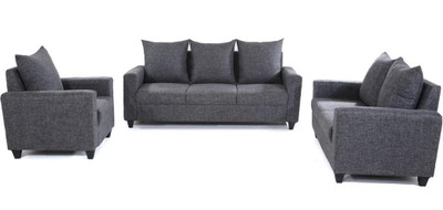 

Furnicity Fabric 3 + 2 + 1 Grey Sofa Set