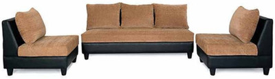 

Tezerac Leatherette 3 + 1 + 1 Black::Biege Sofa Set