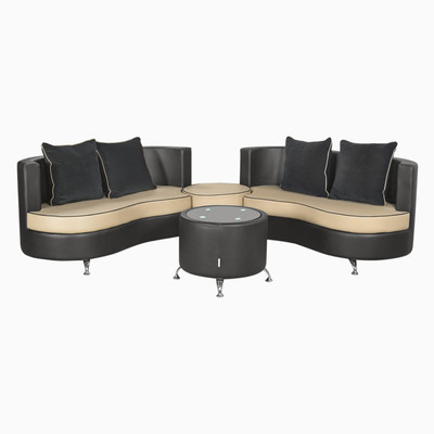 

Godrej Interio ATHENA PLUS in S1n Lth BlackB Leatherette 2 + 2 Beige::Black Sofa Set