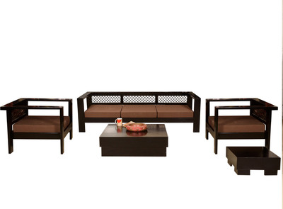 

Induscraft Fabric 3 + 1 + 1 Brown Sofa Set
