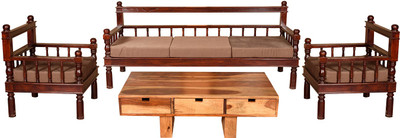 

Induscraft Fabric 3 + 1 + 1 Brown Sofa Set