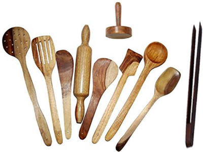 DESI KARIGAR Trendy167 Wooden Spatula(Pack of 10) DESI KARIGAR Trendy167 Wooden Spatula(Pack of 10)