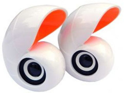 Ubon CP-008 Portable Laptop/Desktop Speaker(White and Orange mix, 2.0 Channel)