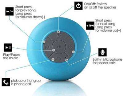 Bass King Waterproof/Shower Portable Bluetooth Mobile/Tablet Speaker (Multicolor, 2.1 Channel) 