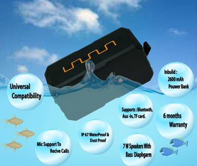 Jango F5 Waterproof Bluetooth Sound-Rock With 2600 mAh Power Bank...