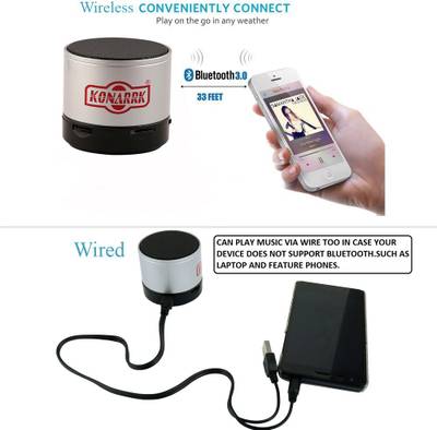 KONARRK SoundTube Portable Bluetooth Mobile/Tablet Speaker (Silver, 3 Channel) 
