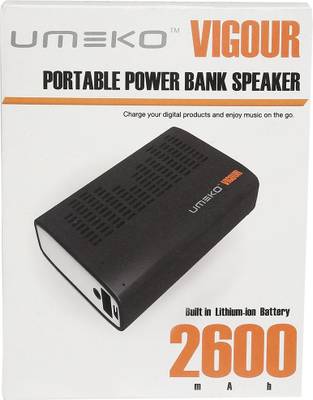umeko 1 Vigour 2600 mAh White Portable Mobile/Tablet Speaker (White, 1.1 Channel) 