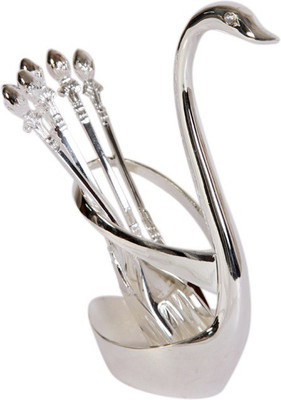 

JaipurCrafts White Metal Swan Holder Aluminium Dessert Spoon Set(Pack of 5)