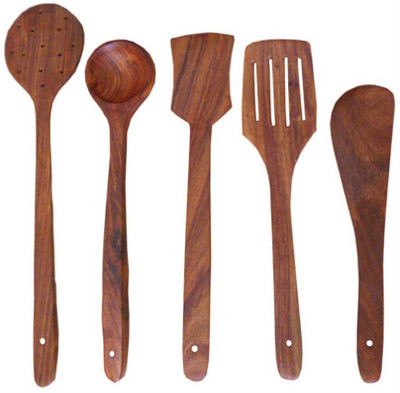 

Craftatoz Wood Cooking Spoon Set(Pack of 5)