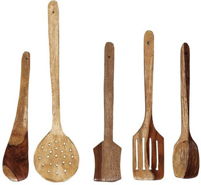 

Craftatoz Wood Cooking Spoon Set(Pack of 5)