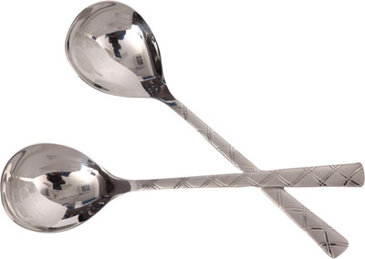 

Mullich Milano Silver Stainless Steel Serving Spoon Set(Pack of 2)