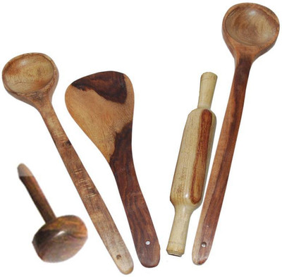 

Craftatoz Wooden Serving Spoon Set(Pack of 5)