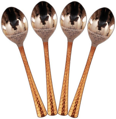 IndianArtVilla 4 Desert Spoon Cutlery Set Steel, Copper Dessert Spoon Set(Pack of 4)