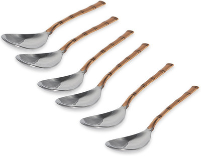 16% OFF on Prisha India Craft Stainless Copper, Steel Serving Spoon Set(Pack of 6)