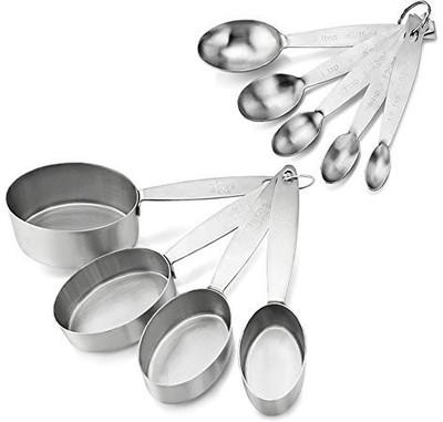 

New Star Foodservice 42931 Commercial Quality Stainless Steel Oval Measuring Cups And Spoons Combo Set