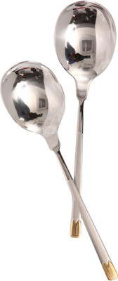 Mullich Lisbo Gold Stainless Steel Serving Spoon Set(Pack of 2)